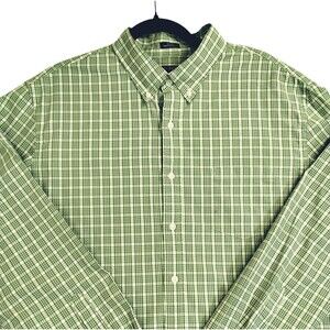 J Crew Shirt Men's XL Flex Washed Slim Untucked Button Down Collar Green Plaid